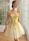 Yellow Short Homecoming Dress Tulle Short Prom Dresses Princess Gowns EWR315|Selinadress