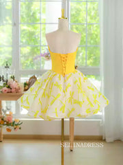 Yellow Sweetheart Cute Cocktail Dress Homecoming Dresses #ALI0031|Selinadress