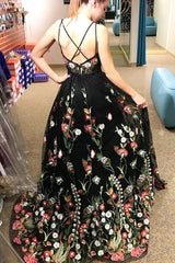 Gorgeous Black Floral Embroidered Prom Dress ASSD029|Selinadress