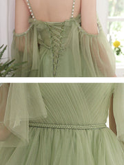 Green tulle short prom dress, green tulle homecoming dress