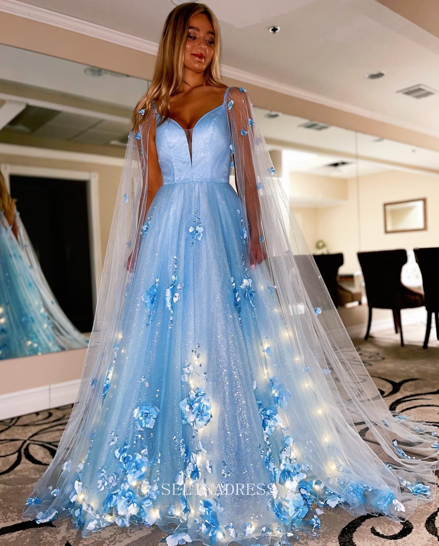 Prom dress with shawl best sale