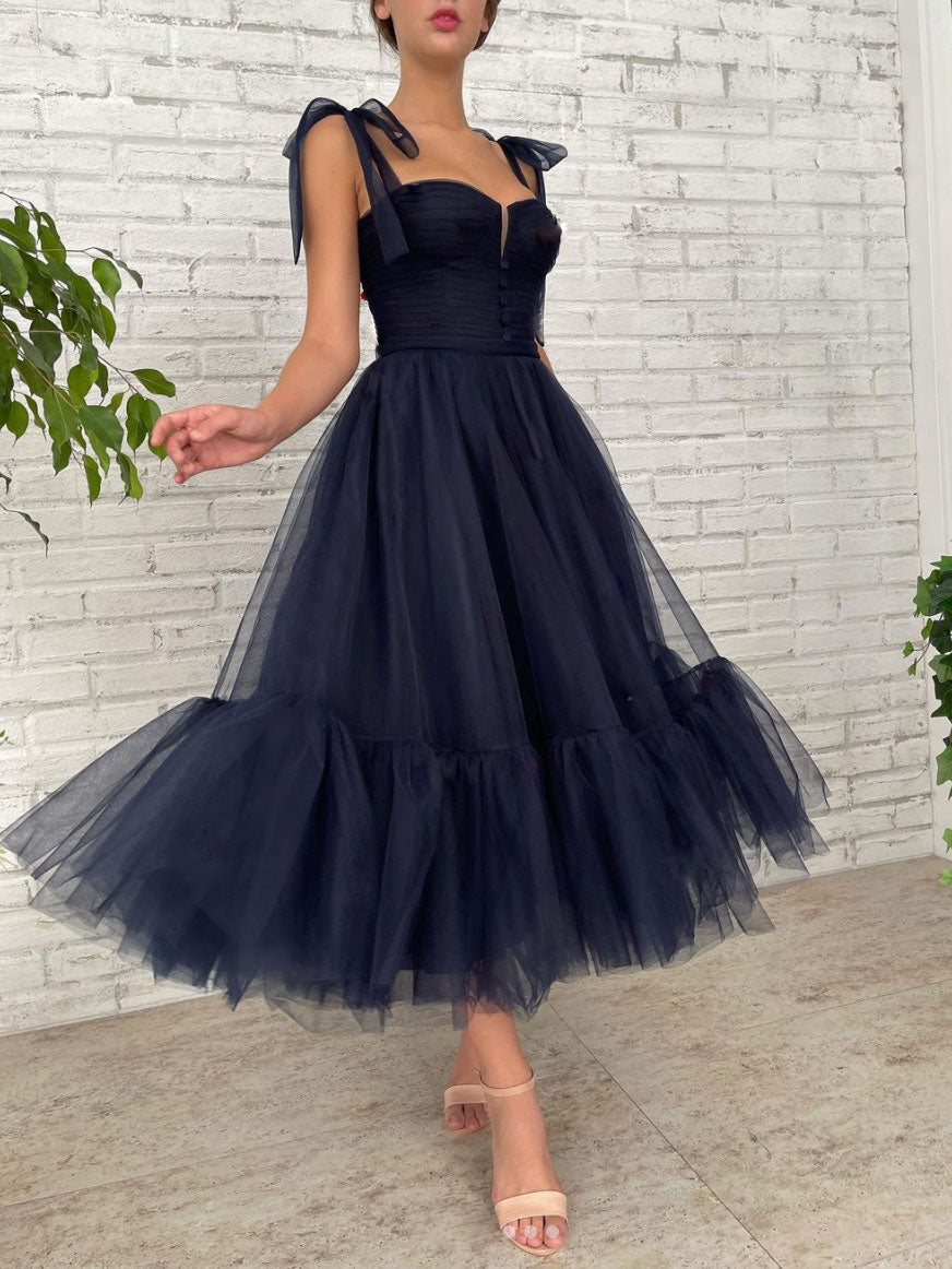 Simple tulle short prom dress, tulle short bridesmaid dress