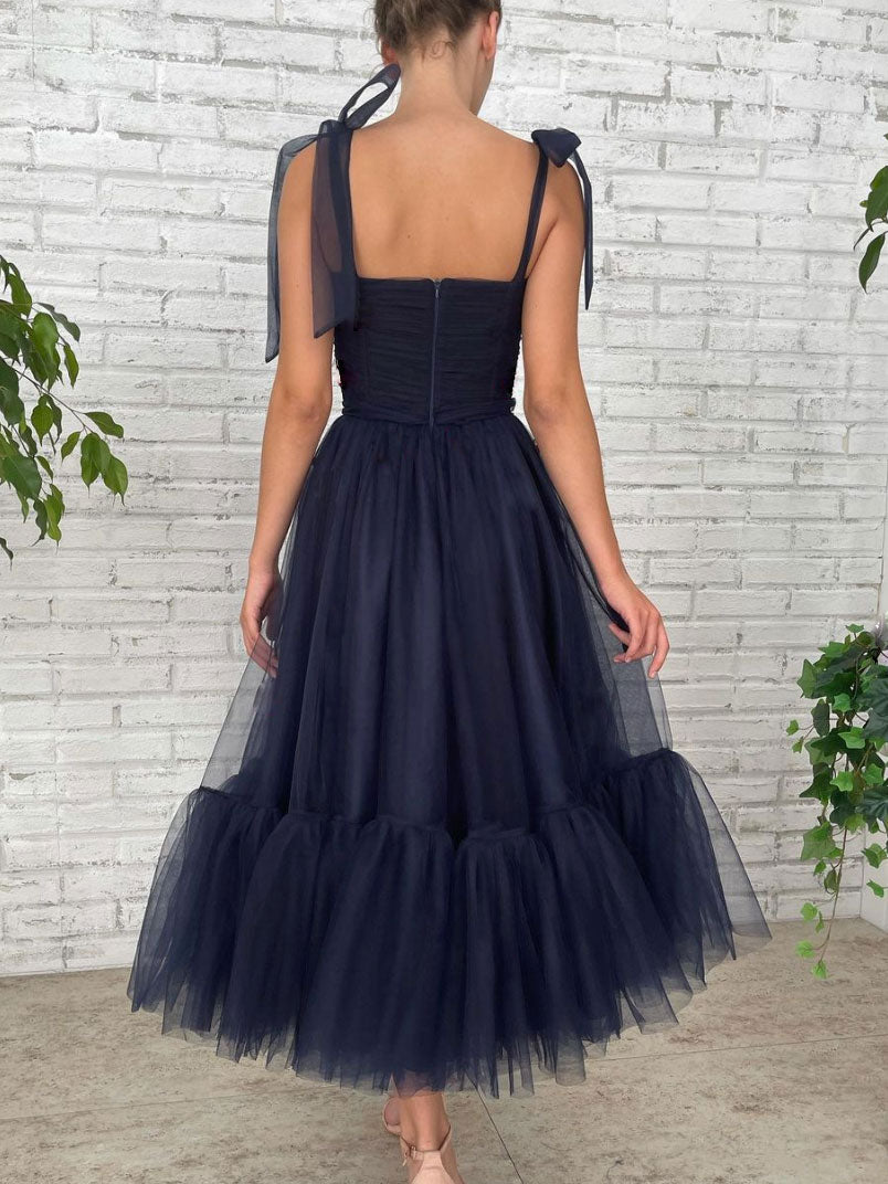 Simple tulle short prom dress, tulle short bridesmaid dress