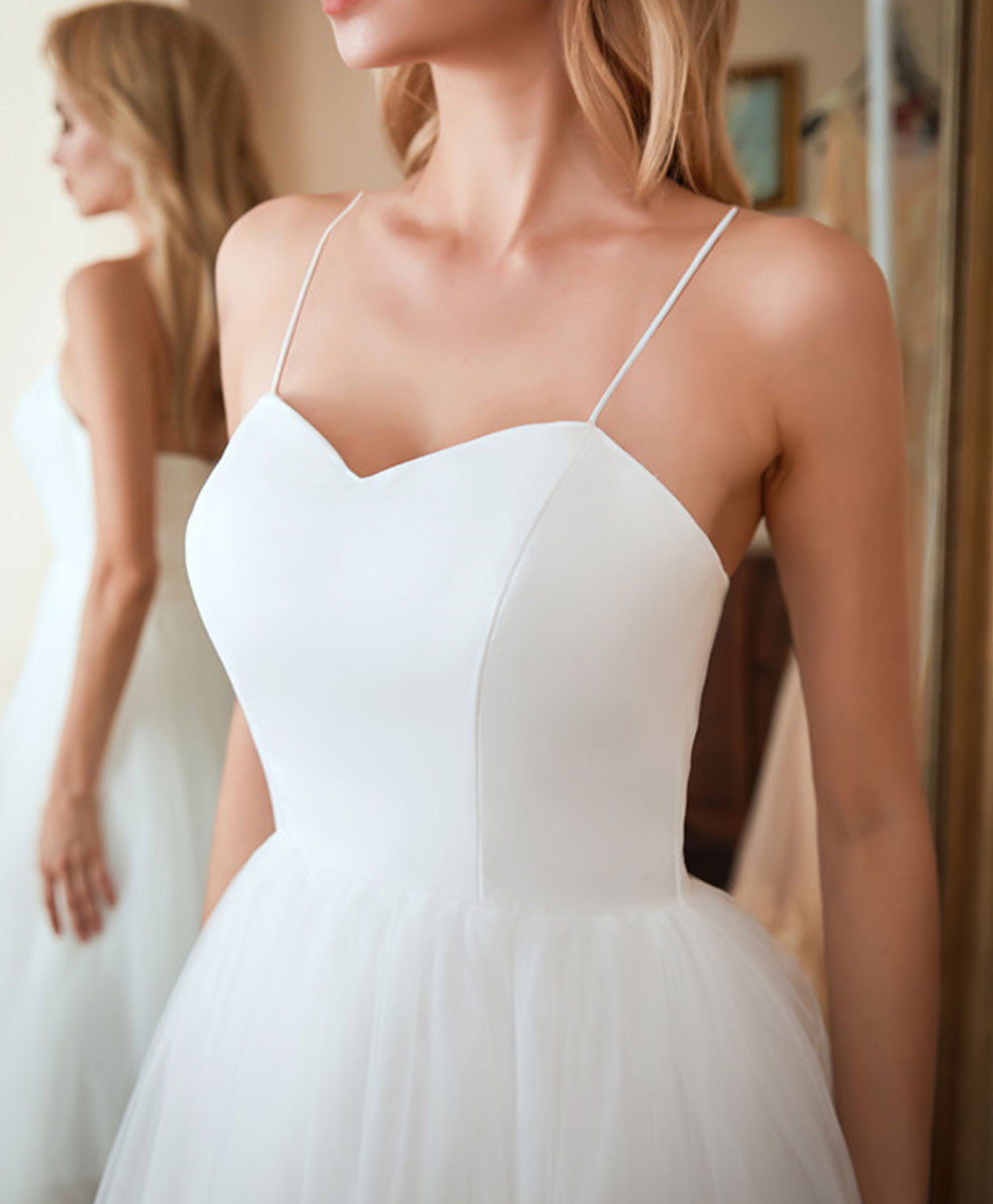 White sweetheart neck tulle short prom dress white cocktail dress