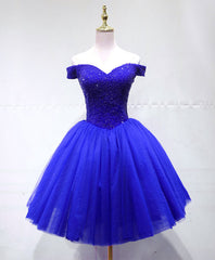 Cute tulle beads short prom dress, tulle homecoming dress