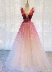 Burgundy v neck tulle sequin long prom dress burgundy evening dress FD013