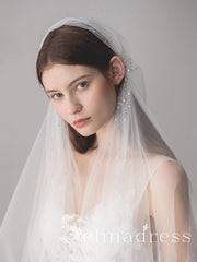 Knee Length Juliet Cap Veils Asymmetrical Hem Bridal Veil ALC001