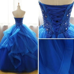 Chic Ball Gowns Royal Blue Strapless Modest Long Prom Dress Evening Dress SED408