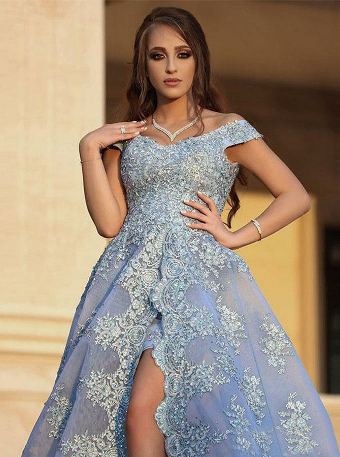 Light Sky Blue Prom Dress A-line Off-the-shoulder Tulle Lace Prom Dresses Long Evening Dress AMY1060|SelinadressLight Sky Blue Prom Dress A-line Off-the-shoulder Tulle Lace Prom Dresses Long Evening Dress ASSD020|Selinadress