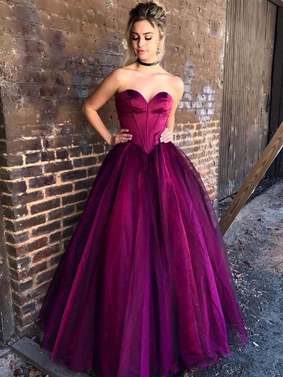 Ball Gown Prom Dresses Grape Simple Cheap Long Prom Dress/Evening Dress SED503|Selinadress