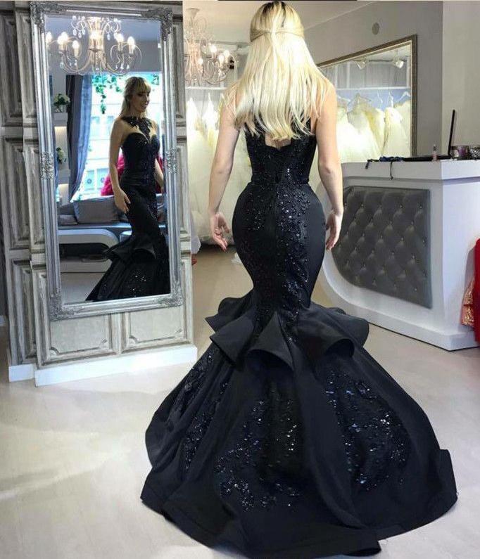 Trumpet/Mermaid Prom Dresses Scoop Black Beading Long Prom Dress/Evening Dress SED507|Selinadress