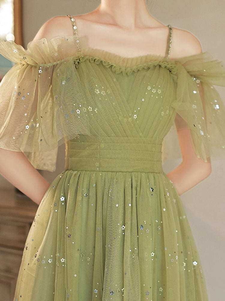 Simple green sweetheart neck tulle short prom dress green homecoming dress