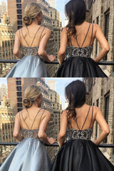 Sexy Homecoming Dress Spaghetti Straps Rhinestone Silver Short Prom Dress Party Dress JK424