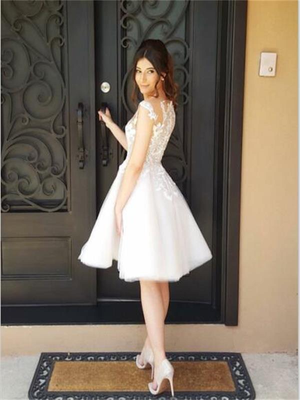 Lace Homecoming Dresses A-line Knee-length Short Prom Dress Party Dress JK604