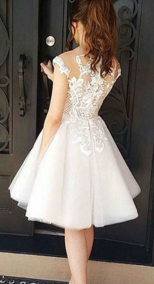 Lace Homecoming Dresses A-line Knee-length Short Prom Dress Party Dress JK604