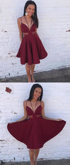 Cheap Burgundy Homecoming Dresses Short Prom Dress Sexy Party Dress JK643