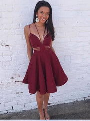 Cheap Burgundy Homecoming Dresses Short Prom Dress Sexy Party Dress JK643