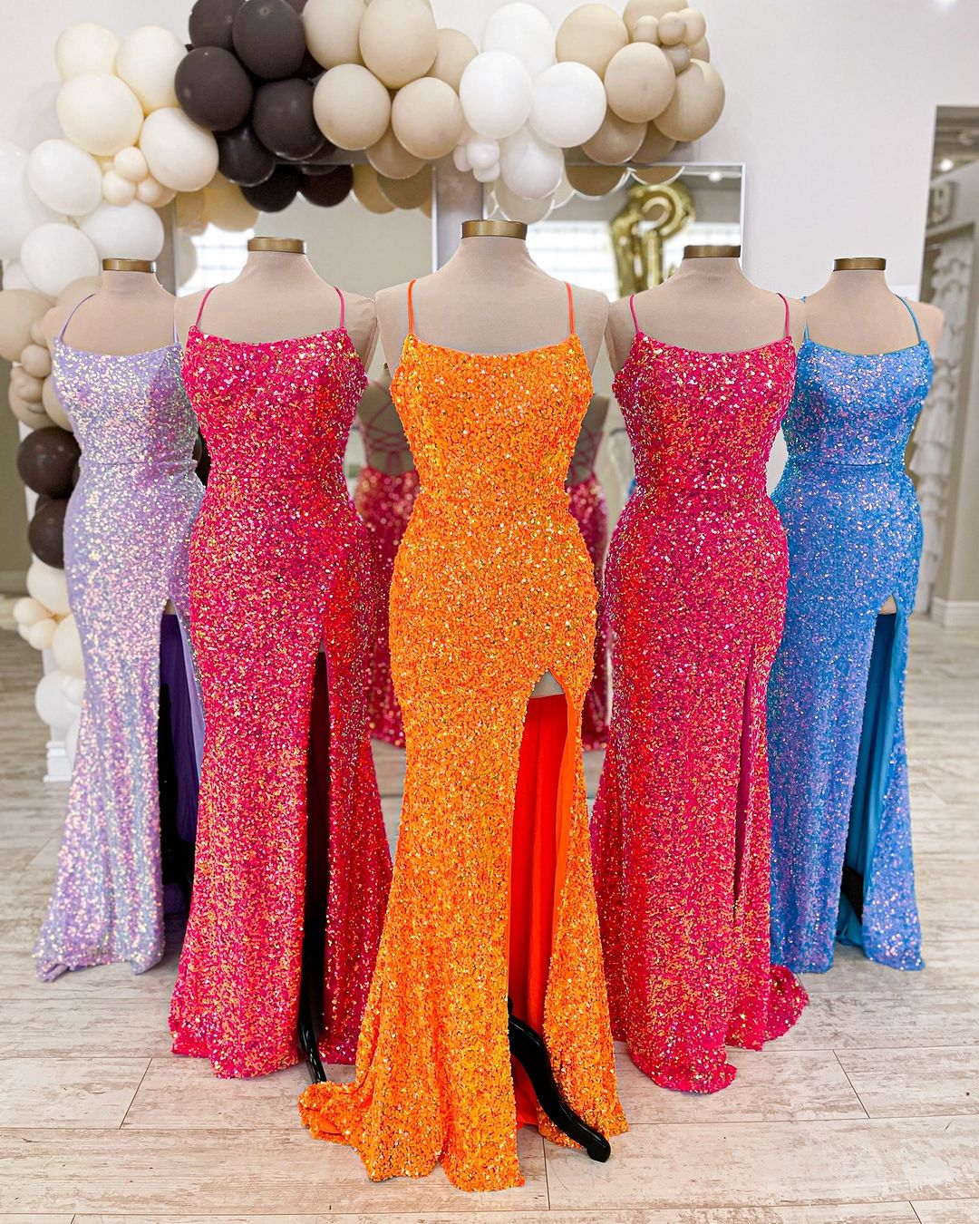 Mermaid Sequins Lace up Back Shiny Prom Dress Formal Dress With Silt #QWE002