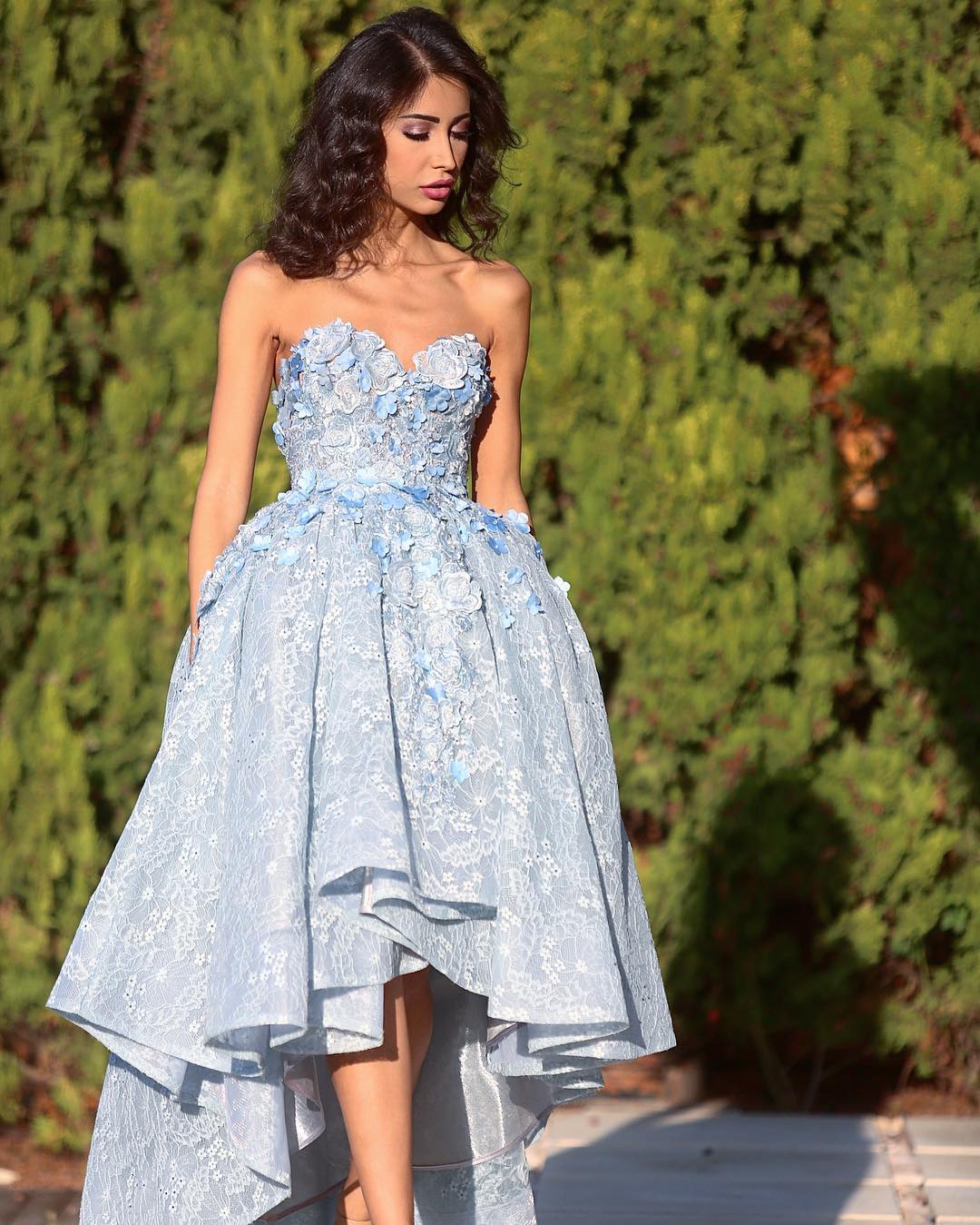 Asymmetrical Sweetheart Prom Dress High Low Lace Prom Dresses Evening Dress ASSD029