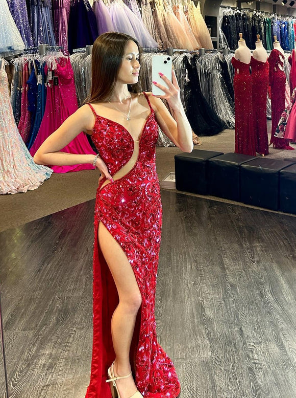 A Line Two Pieces High Neck Lace Red Prom Dresses, Pieces Red Graduation  Dresses, Formal Dresses, Grad Dresses Two Piece