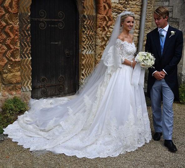 3/4 Sleeve Ivory Satin Wedding Dress With Cathedral Train Lace Wedding Gowns SEW024|Selinadress