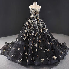 Black Strapless Ball Gowns Sparkly Long Prom Dresses Stunning Formal Dresses SED305