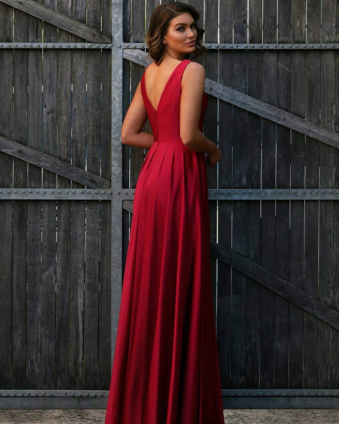 Unique A-line Red Simple Long Prom Dress Evening Dress SED285