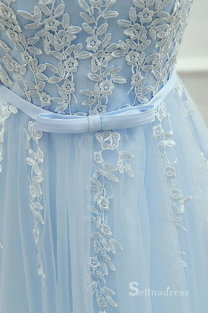 A-line Light Sky Blue Cute Homecoming Dress Short Prom Dresses #MHL066|Selinadress