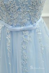 A-line Light Sky Blue Cute Homecoming Dress Short Prom Dresses #MHL066|Selinadress