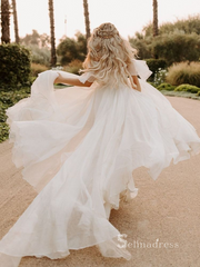 A-line Off-the-shoulder Rustic Wedding Dresses Ivory Bridal Gowns MHL2807|Selinadress