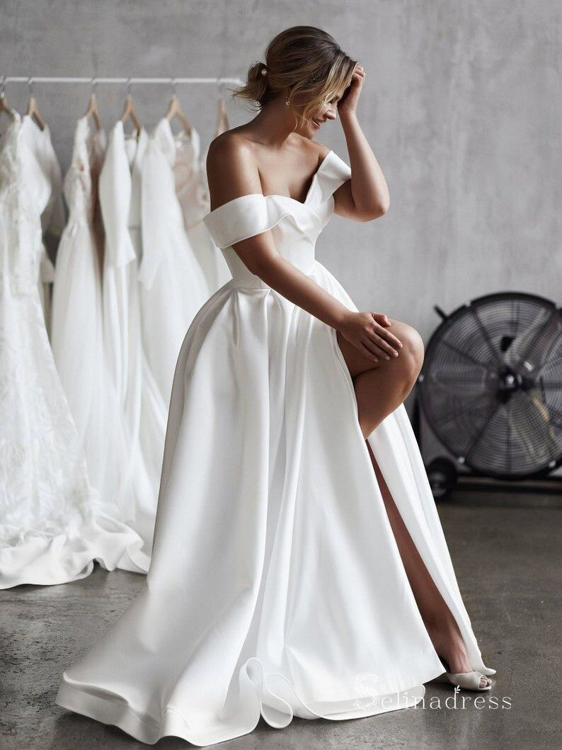 Bardot a line wedding dress hotsell