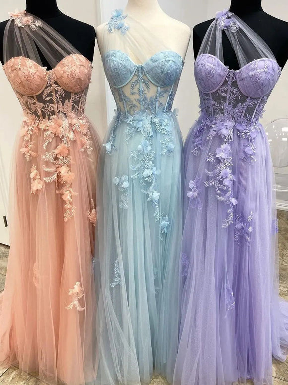 Chic A-line V neck Lilac Prom Dresses Tulle Long Evening Dress Ruffles –  SELINADRESS