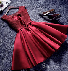 A line Scoop Burgundy Homecoming Dresses Cheap Short Prom Dress #MHL060|Selinadress