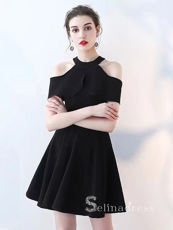 A-line Scoop Little Black Simple Cheap Short Prom Dress Homecoming Dresses #MHL133|Selinadress