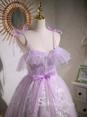 A-line Spaghetti Straps Lilac Cute Short Homecoming Dress Summer Outfits THL008|Selinadress