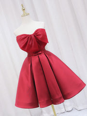 A-line Strapless Cute Homecoming Dress Red Short Prom Dresses EDS028|Selinadress