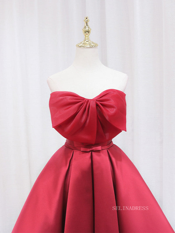 A-line Strapless Cute Homecoming Dress Red Short Prom Dresses EDS028|Selinadress