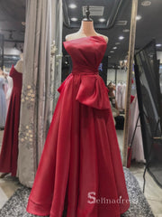 A-line Strapless Long Prom Dress With Big Bow Modest Evening Dresses GKF026|Selinadress