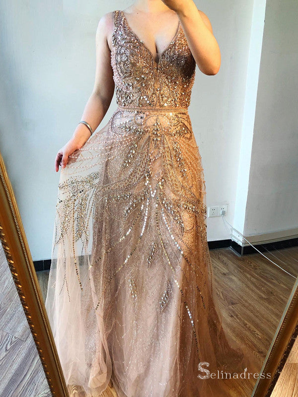 A-line Straps Long Sparkly Glitter Luxury Prom Dress Evening Formal Gown SC037A-line Straps Long Sparkly Glitter Luxury Prom Dress Evening Formal Gown SC037