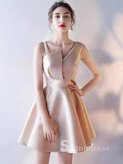 A-line Straps Pearl Pink Cheap Short Prom Dress Cute Homecoming Dresses #MHL127|Selinadress