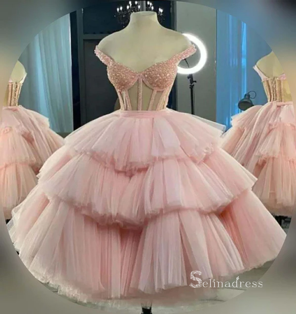 A-line Straps Pink Charming Short Prom Dress Homecoming Dress RYU068|Selinadress