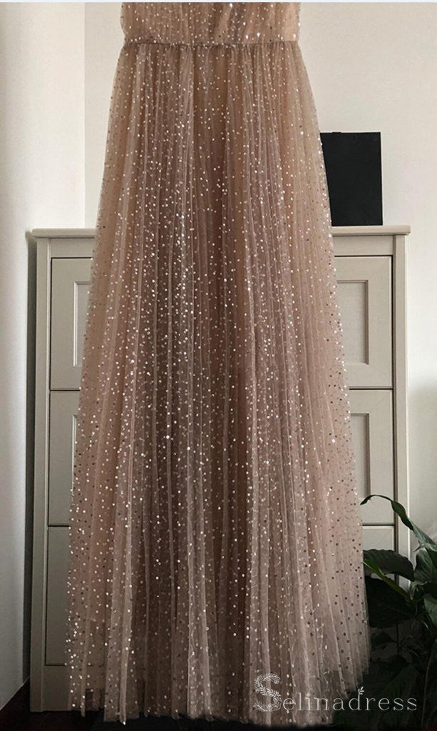 A-line Straps Sparkly Long Prom Dress African Long Formal Evening Dresses #SED177|Selinadress