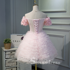 A-line Tulle Cute Strapless Short Homecoming Dress Pink Summer Outfits THL001|Selinadress