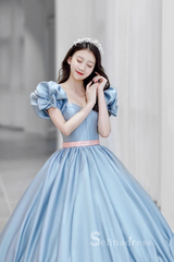 Ball Gown Long Prom Dress Satin A-line Cheap Sweet 16 Evening Gowns POL008|Selinadress