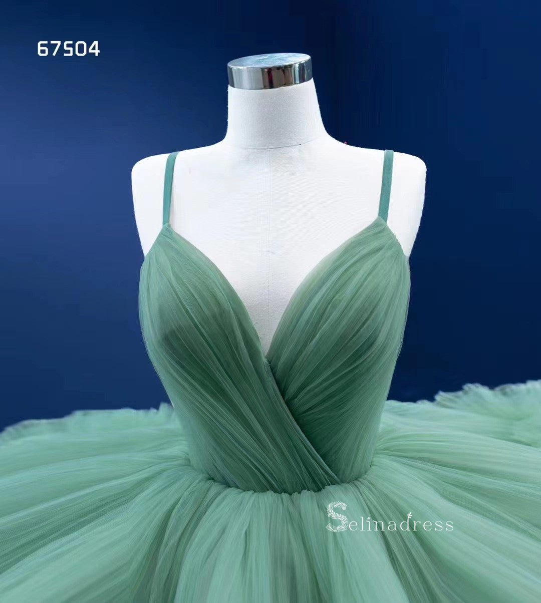 Ball Gown Spaghetti Straps Green Long Formal Dresses Wedding Dress Quinceanera Dresses RSM67504