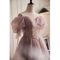 Chic A-line Off-the-shoulder Elegant Ball Gown Dusty Pink Beautiful Princess Dress Evening Dress #LOP289|Selinadress