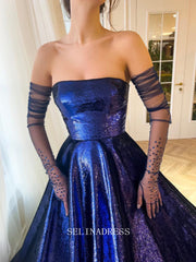 Chic A-line Strapless Elegant Royal Blue Long Prom Dress Starlight Symphony Dress #LOP205|Selinadress