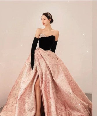 Chic A-line Sweetheart Pink Long Prom Dresses Unique Cheap Evening Dress MSK004