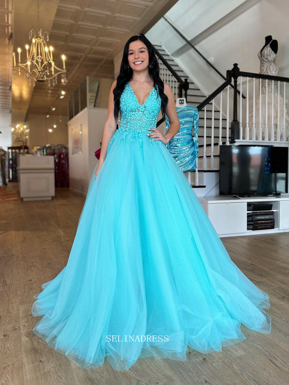 Chic A-line Off-the-shoulder Royal Blue Long Prom Dresses Elegant Lace –  SELINADRESS