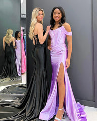 Chic Mermaid Off-the-Shoulder Long Prom Dress Elegant Hunter Evening Dress #OPW010|Selinadress